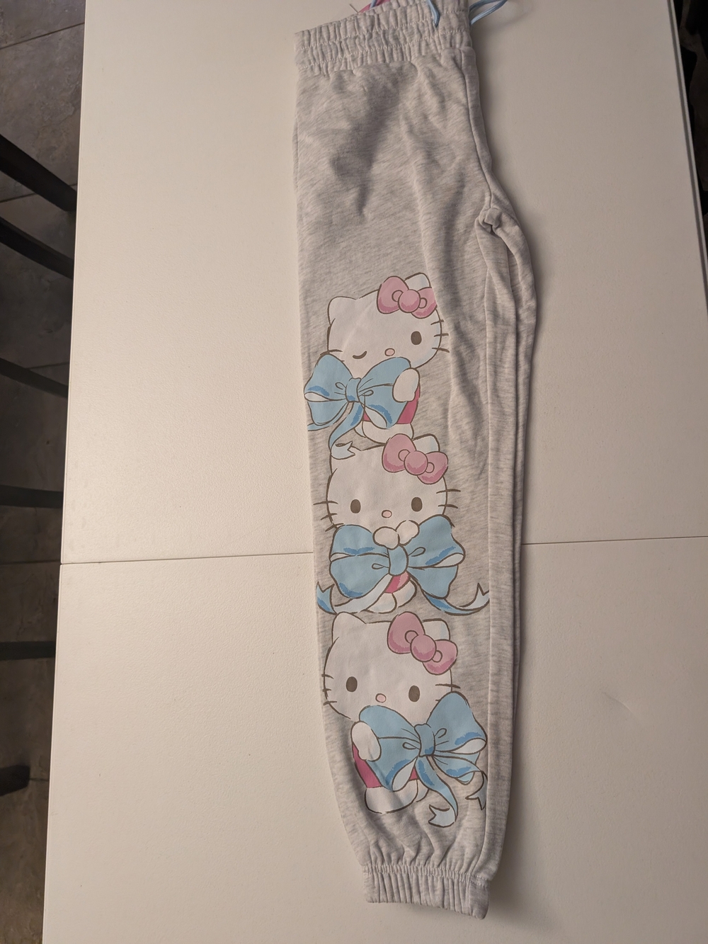 Hello Kitty Gray Jogger Pants with Blue and Pink Bows